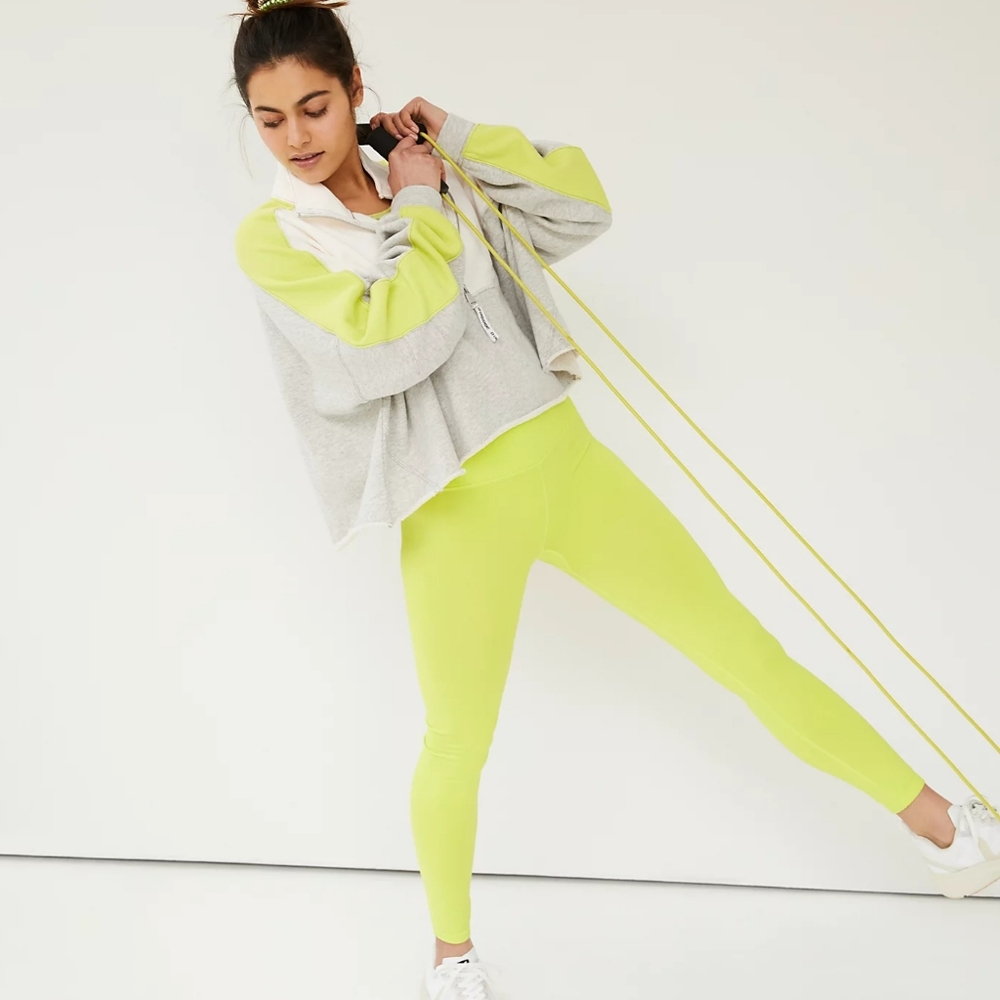 NWOT Free People Good Karma 7/8 Leggings - yellow
